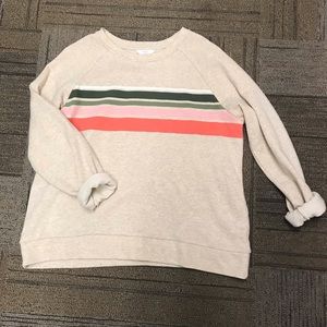 Striped cream crew neck